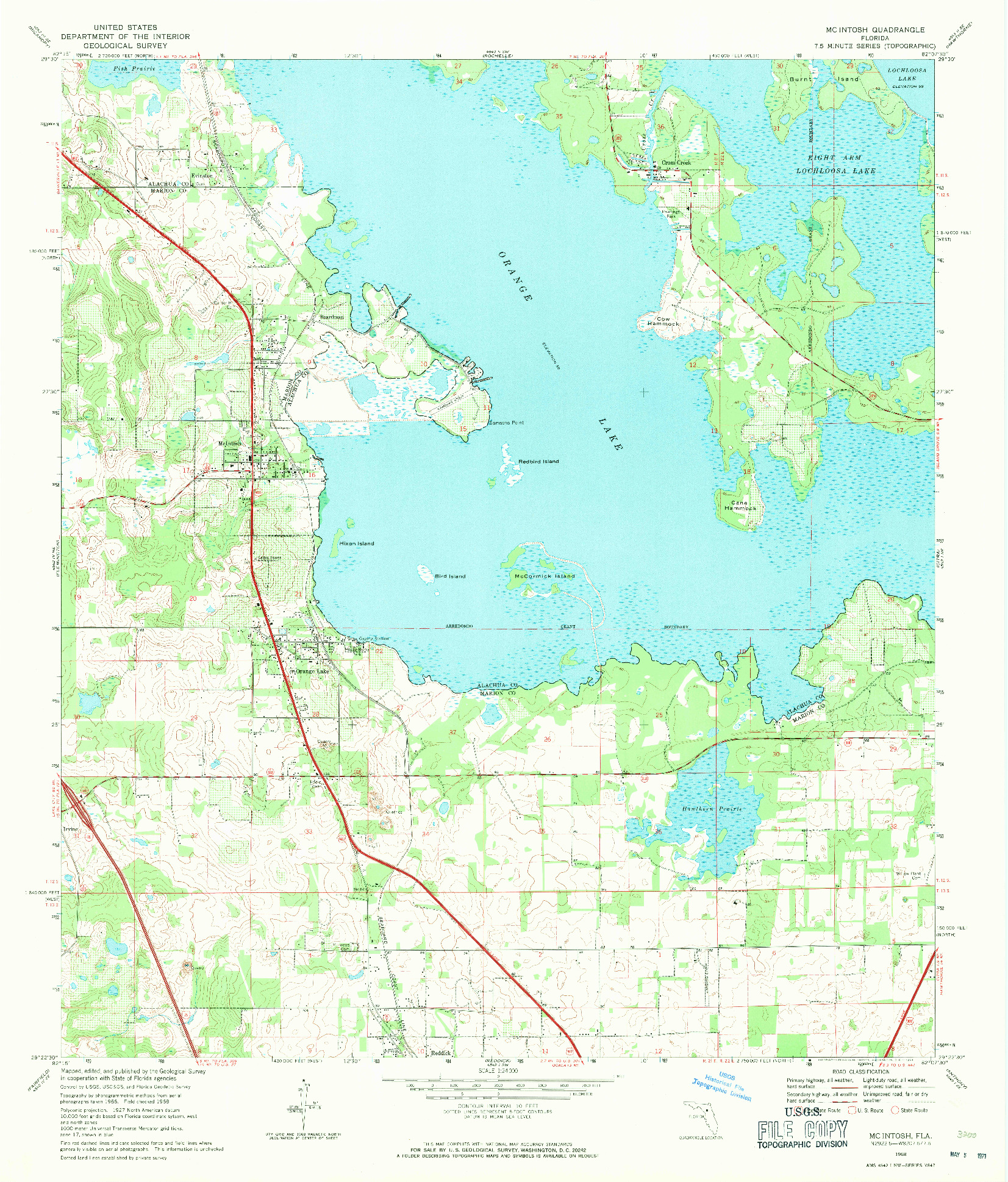 USGS 1:24000-SCALE QUADRANGLE FOR MCINTOSH, FL 1968