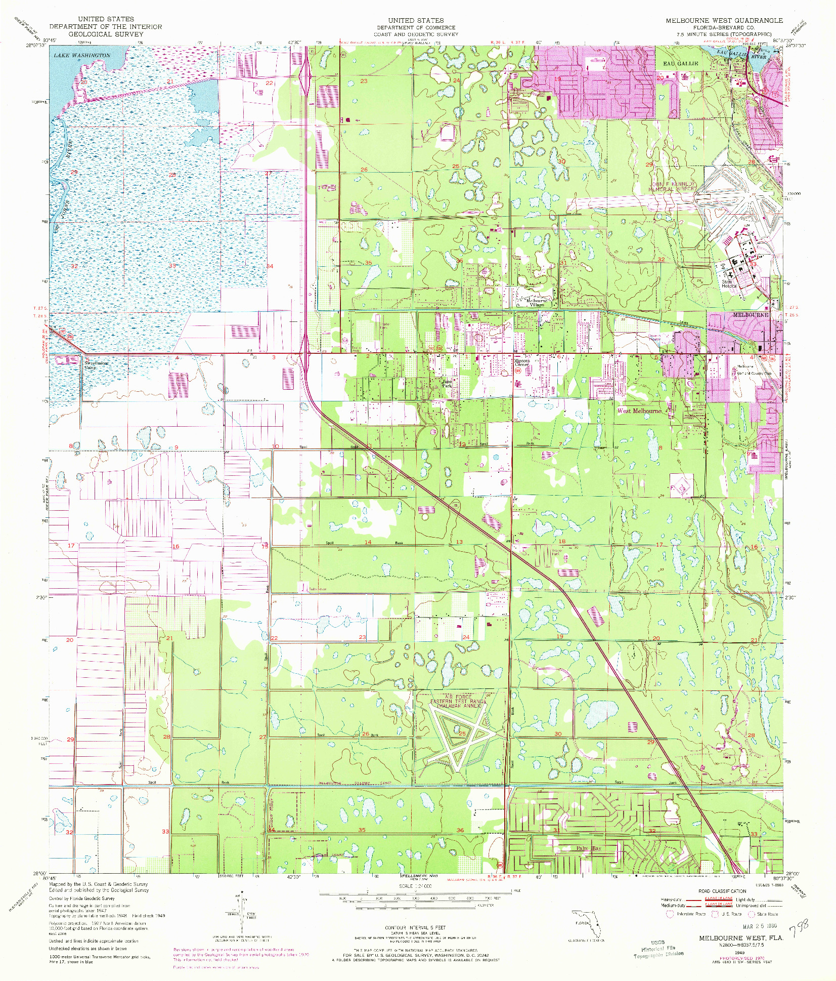 USGS 1:24000-SCALE QUADRANGLE FOR MELBOURNE WEST, FL 1949