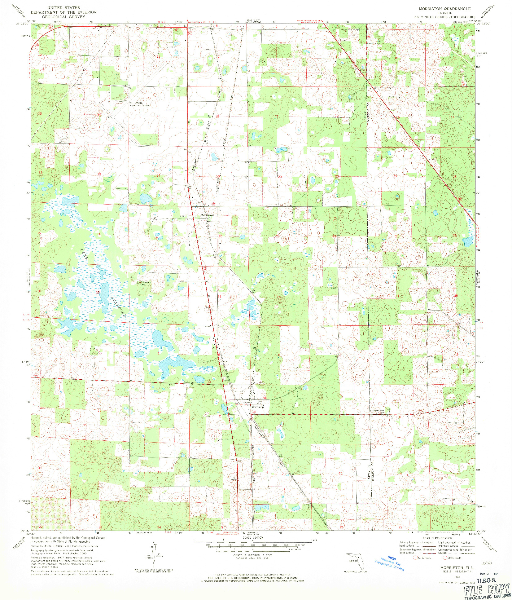 USGS 1:24000-SCALE QUADRANGLE FOR MORRISTON, FL 1969