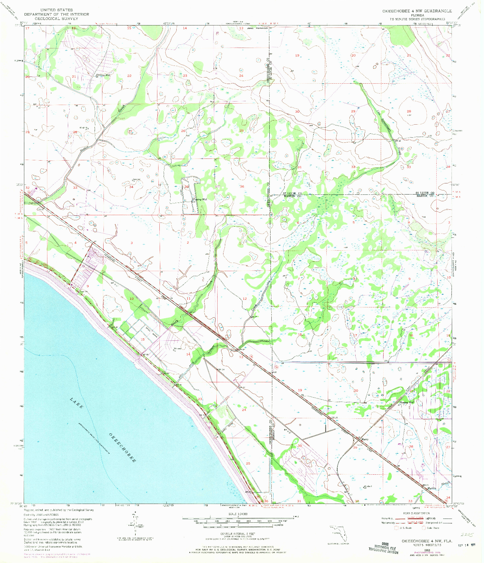 USGS 1:24000-SCALE QUADRANGLE FOR OKEECHOBEE 4 NW, FL 1953