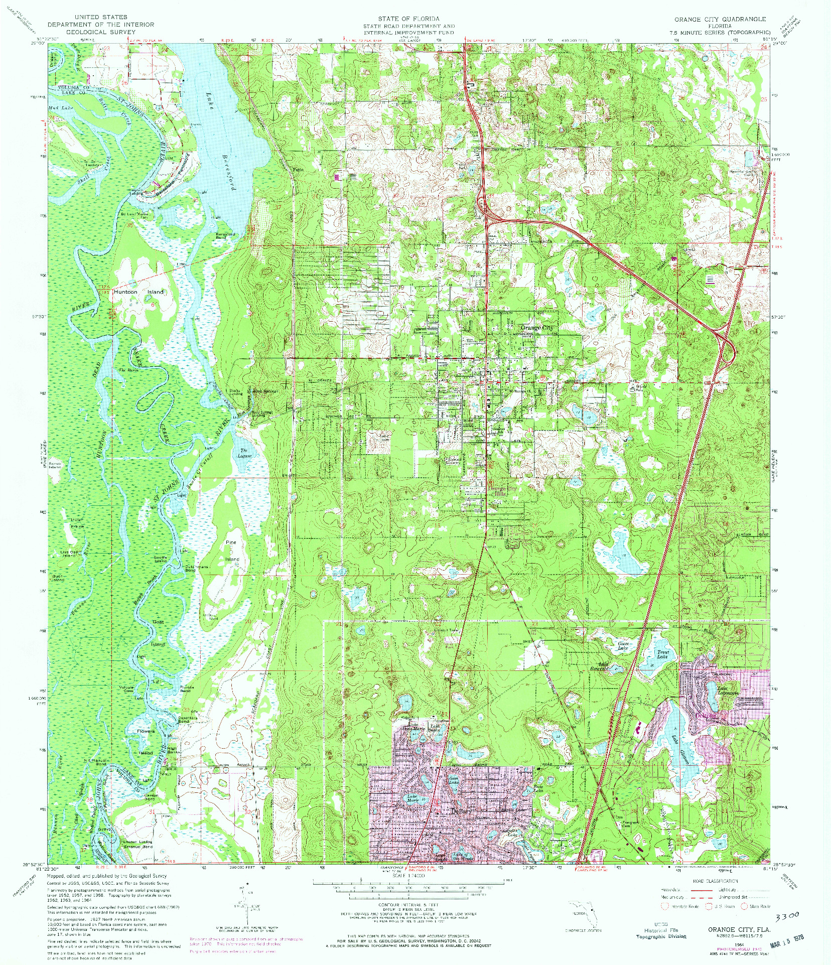 USGS 1:24000-SCALE QUADRANGLE FOR ORANGE CITY, FL 1964