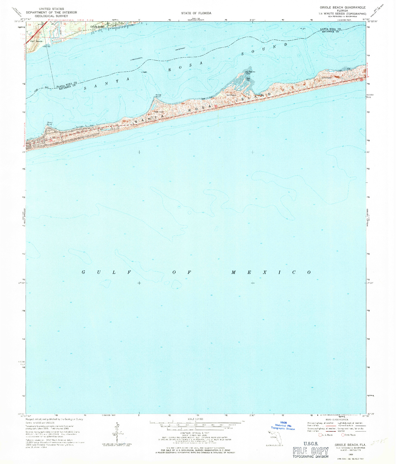 USGS 1:24000-SCALE QUADRANGLE FOR ORIOLE BEACH, FL 1969