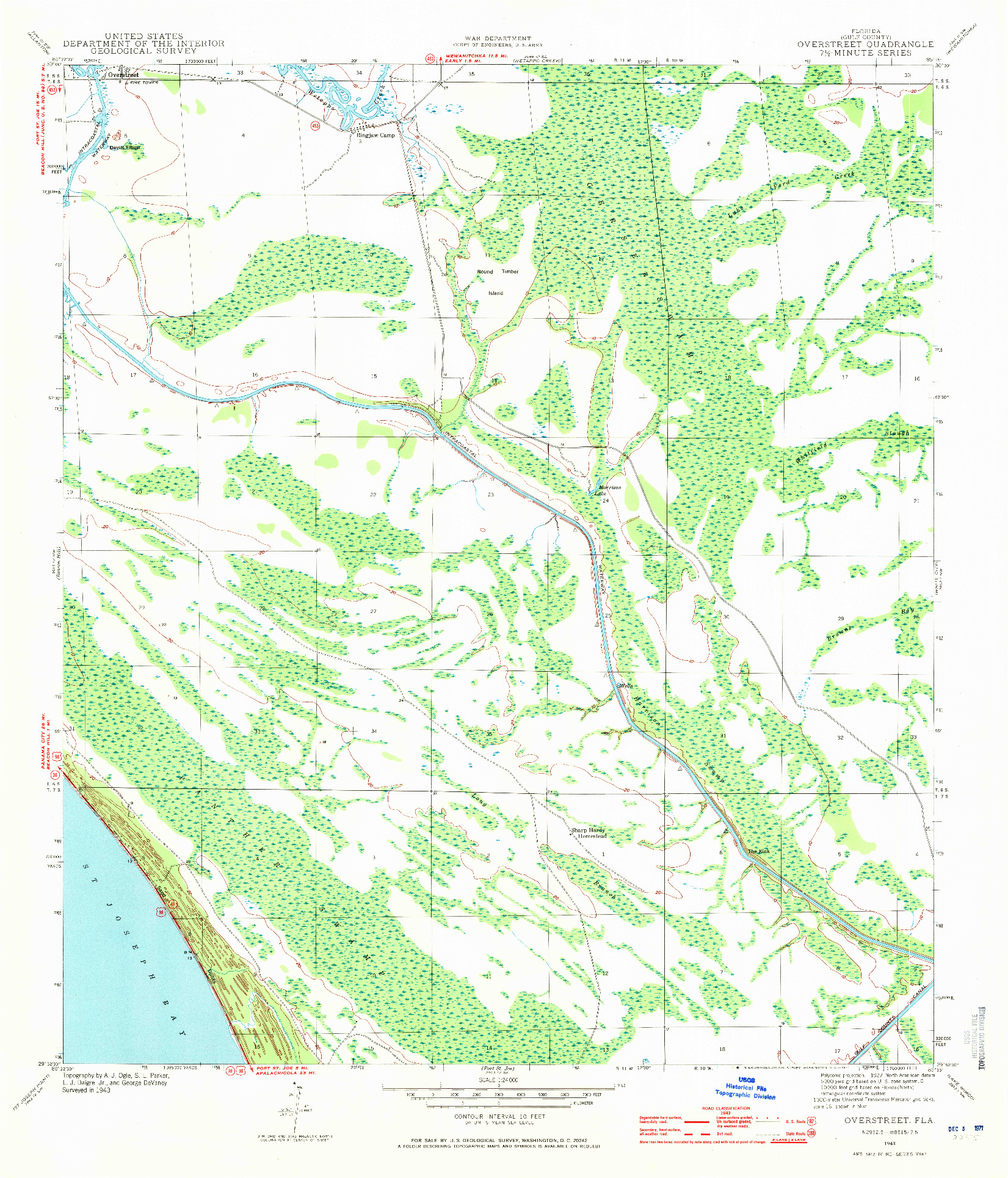 USGS 1:24000-SCALE QUADRANGLE FOR OVERSTREET, FL 1943