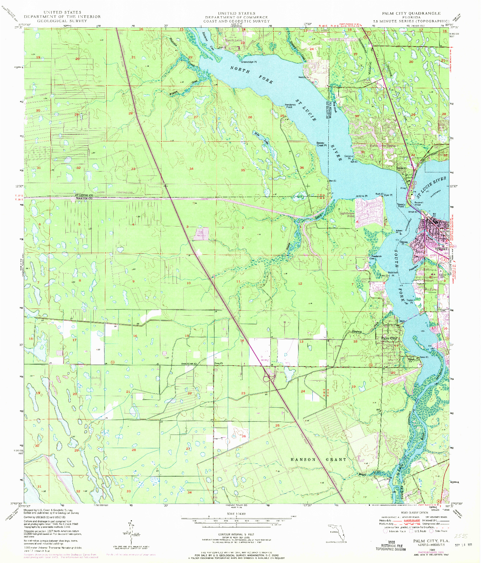 USGS 1:24000-SCALE QUADRANGLE FOR PALM CITY, FL 1948