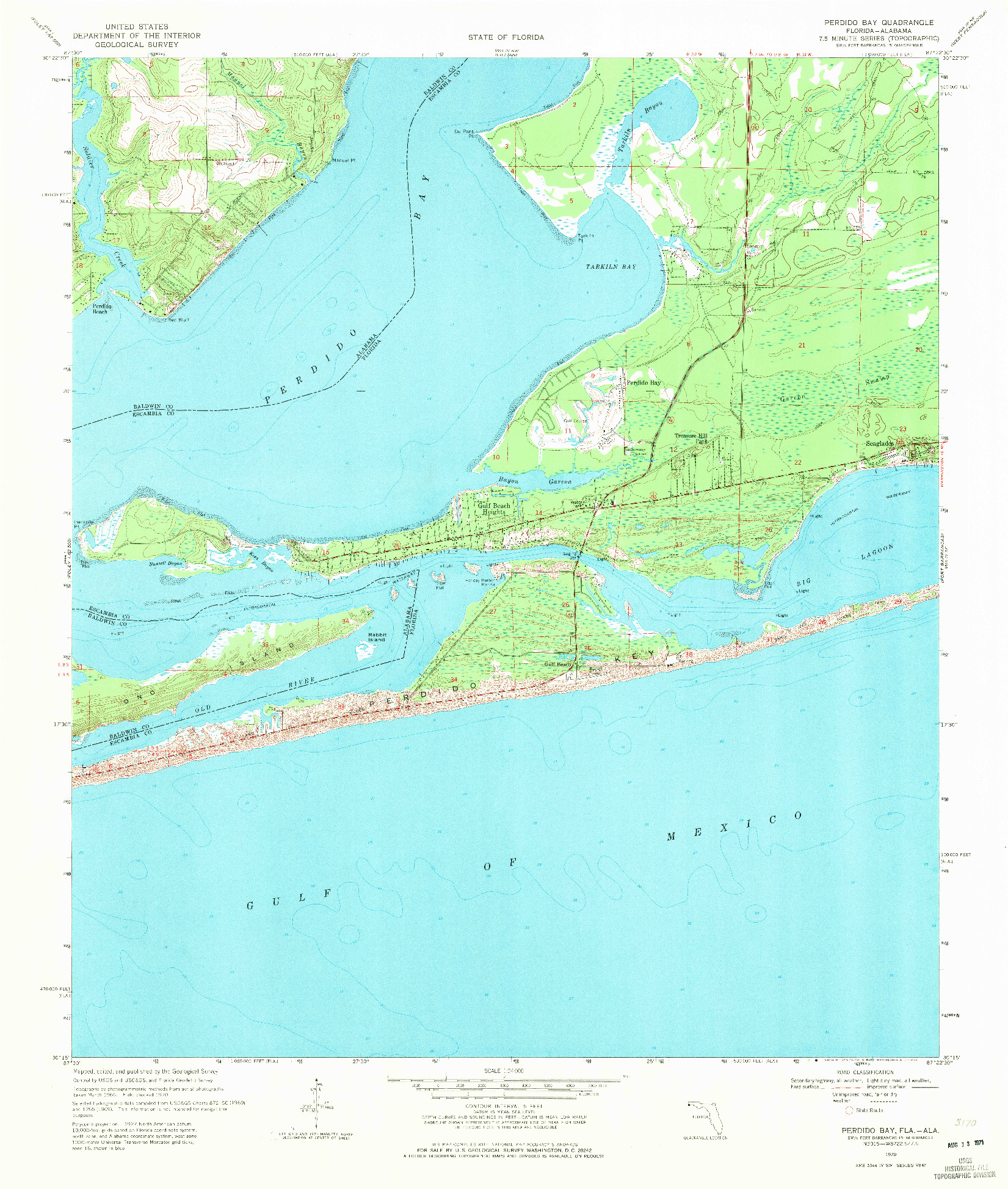 USGS 1:24000-SCALE QUADRANGLE FOR PERDIDO BAY, FL 1970