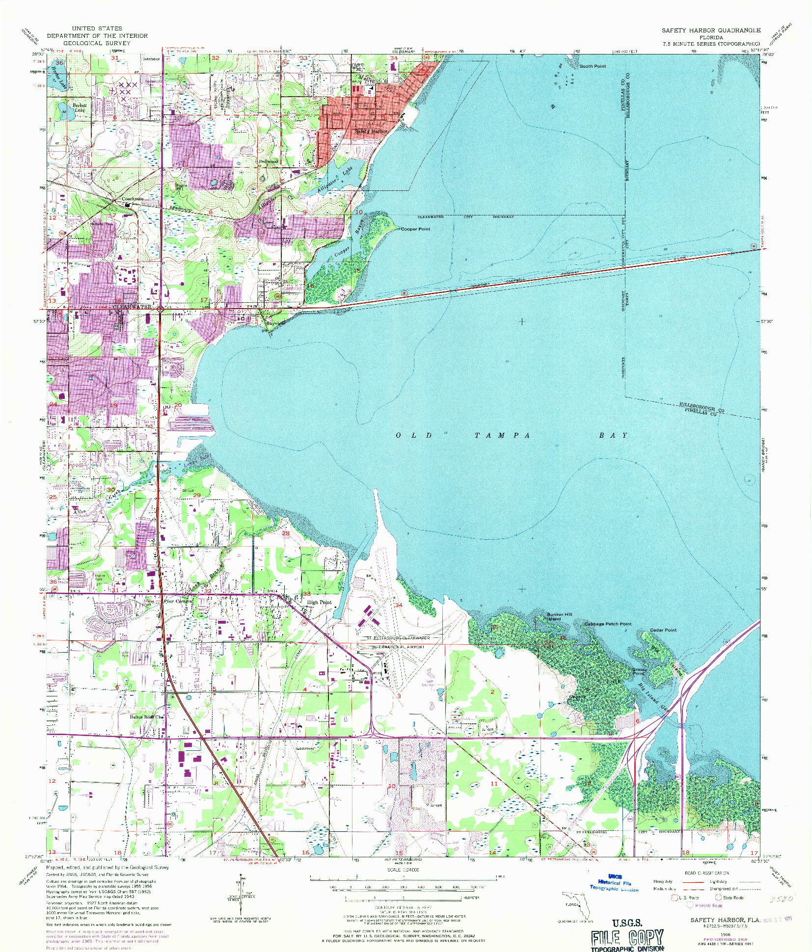 USGS 1:24000-SCALE QUADRANGLE FOR SAFETY HARBOR, FL 1956