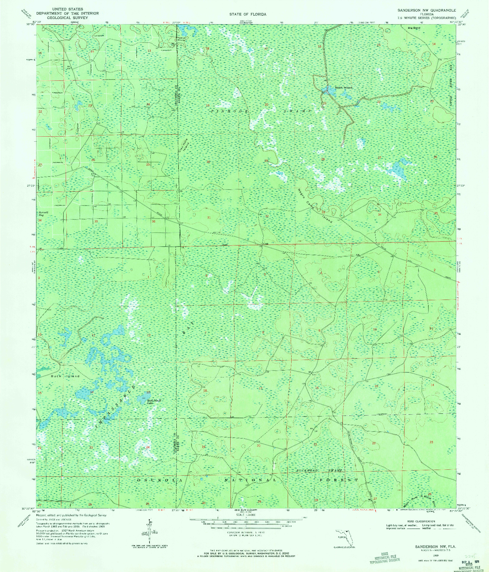 USGS 1:24000-SCALE QUADRANGLE FOR SANDERSON NW, FL 1969
