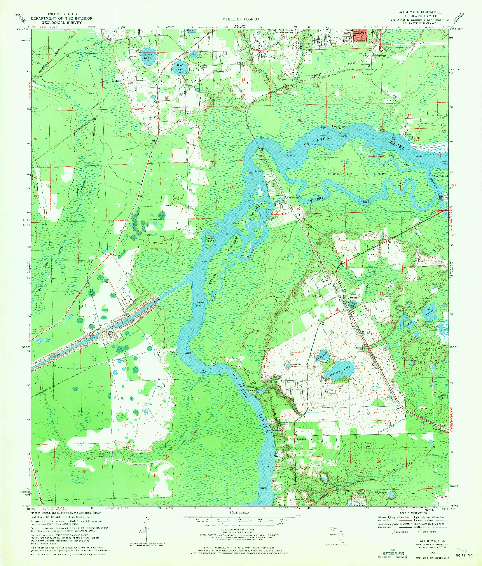 USGS 1:24000-SCALE QUADRANGLE FOR SATSUMA, FL 1968