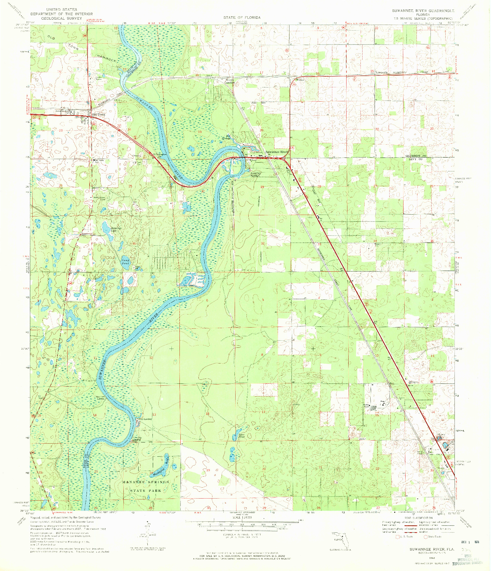 USGS 1:24000-SCALE QUADRANGLE FOR SUWANNEE RIVER, FL 1968