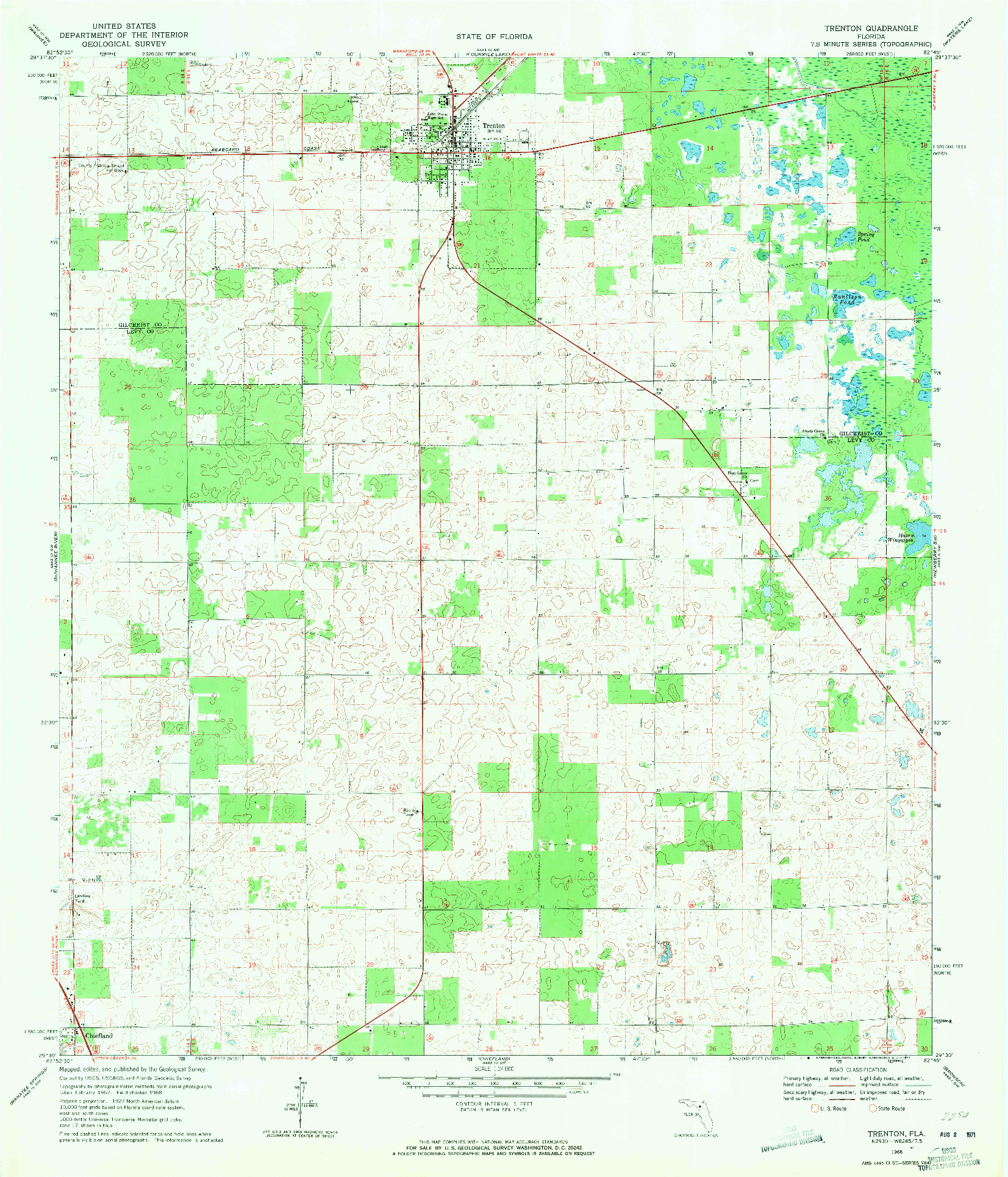 USGS 1:24000-SCALE QUADRANGLE FOR TRENTON, FL 1968