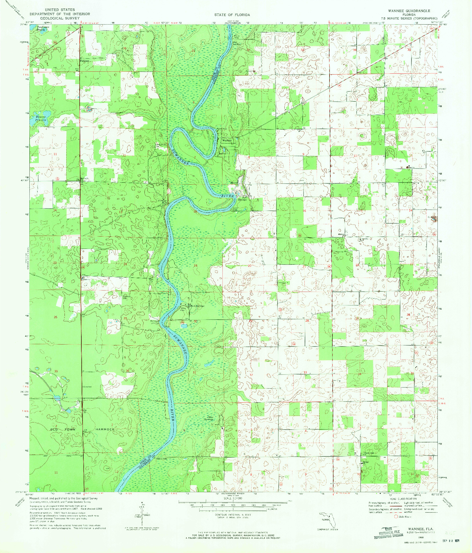 USGS 1:24000-SCALE QUADRANGLE FOR WANNEE, FL 1968