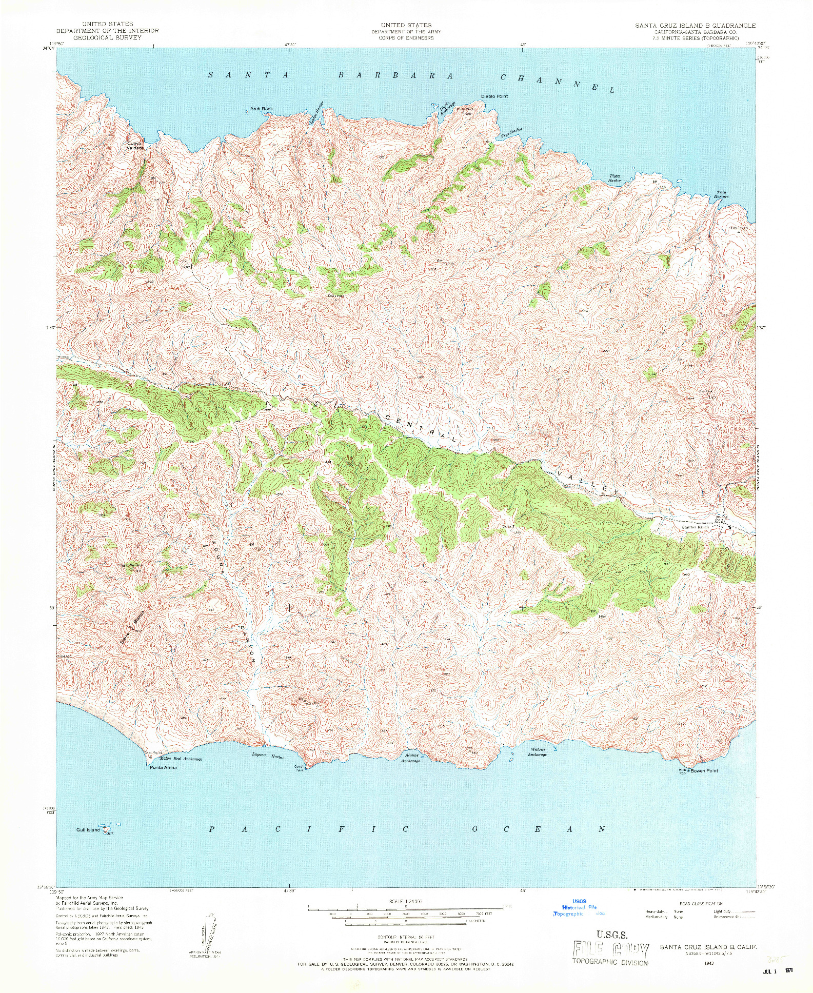 USGS 1:24000-SCALE QUADRANGLE FOR SANTA CRUZ ISLAND B, CA 1943