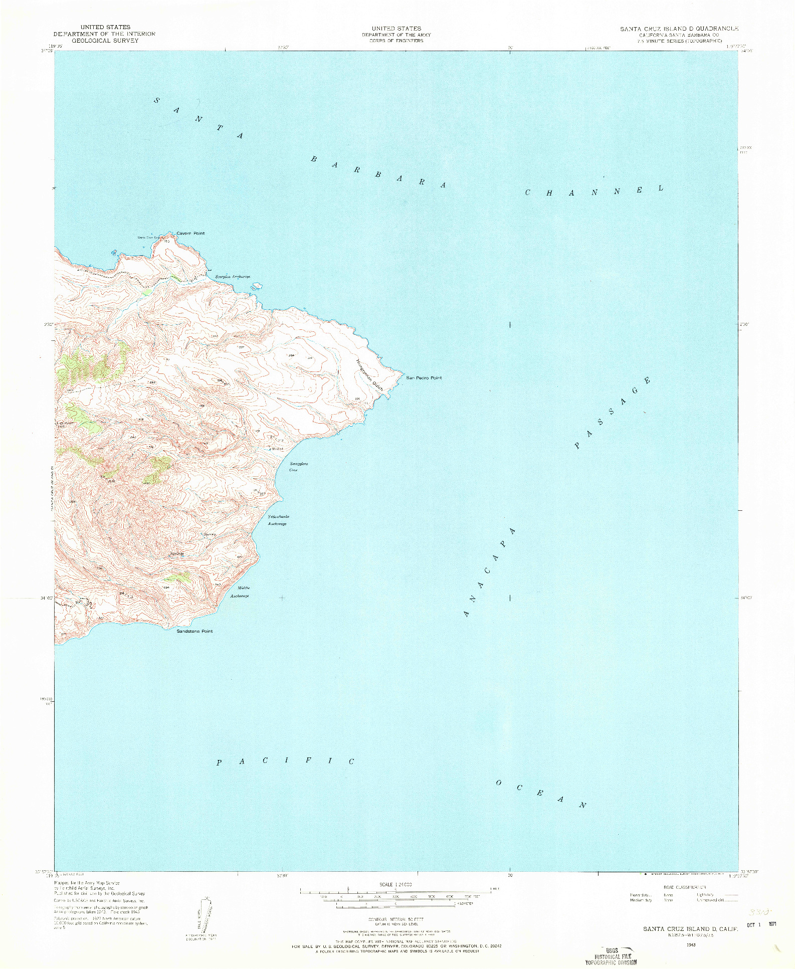 USGS 1:24000-SCALE QUADRANGLE FOR SANTA CRUZ ISLAND D, CA 1943