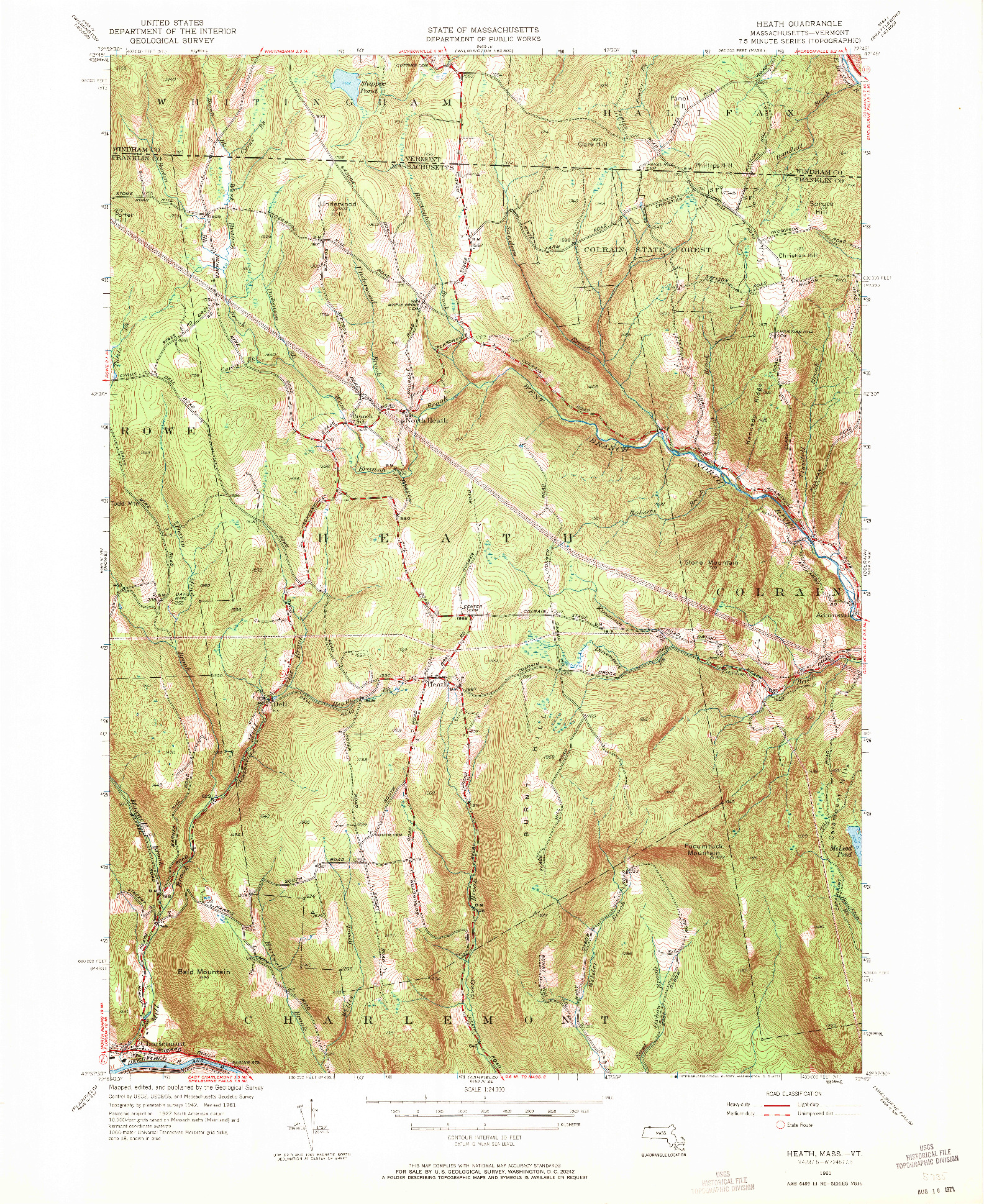 USGS 1:24000-SCALE QUADRANGLE FOR HEATH, MA 1961