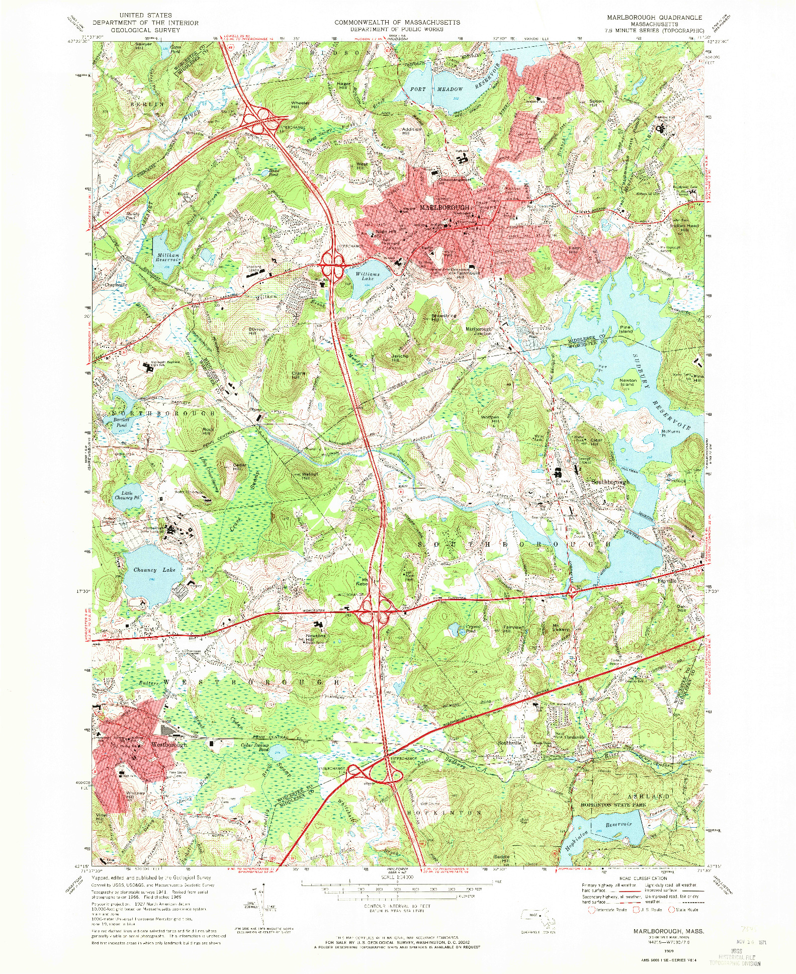 USGS 1:24000-SCALE QUADRANGLE FOR MARLBOROUGH, MA 1969