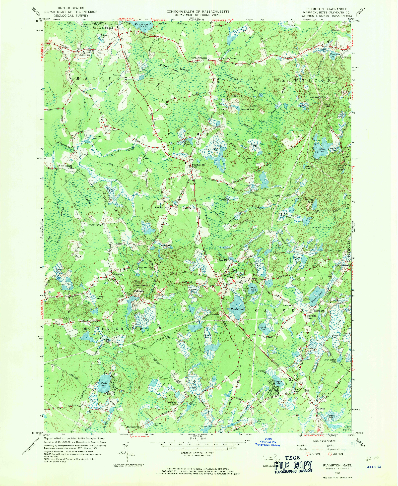 USGS 1:24000-SCALE QUADRANGLE FOR PLYMPTON, MA 1962
