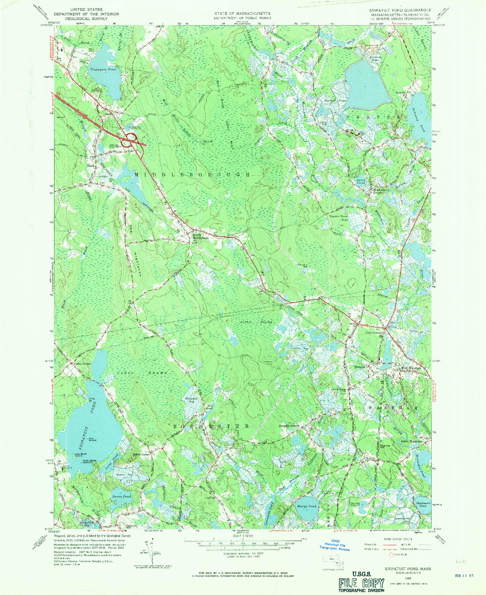 USGS 1:24000-SCALE QUADRANGLE FOR SNIPATUIT POND, MA 1962