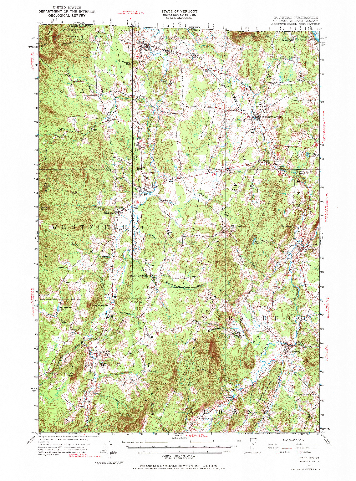 USGS 1:62500-SCALE QUADRANGLE FOR IRASBURG, VT 1953