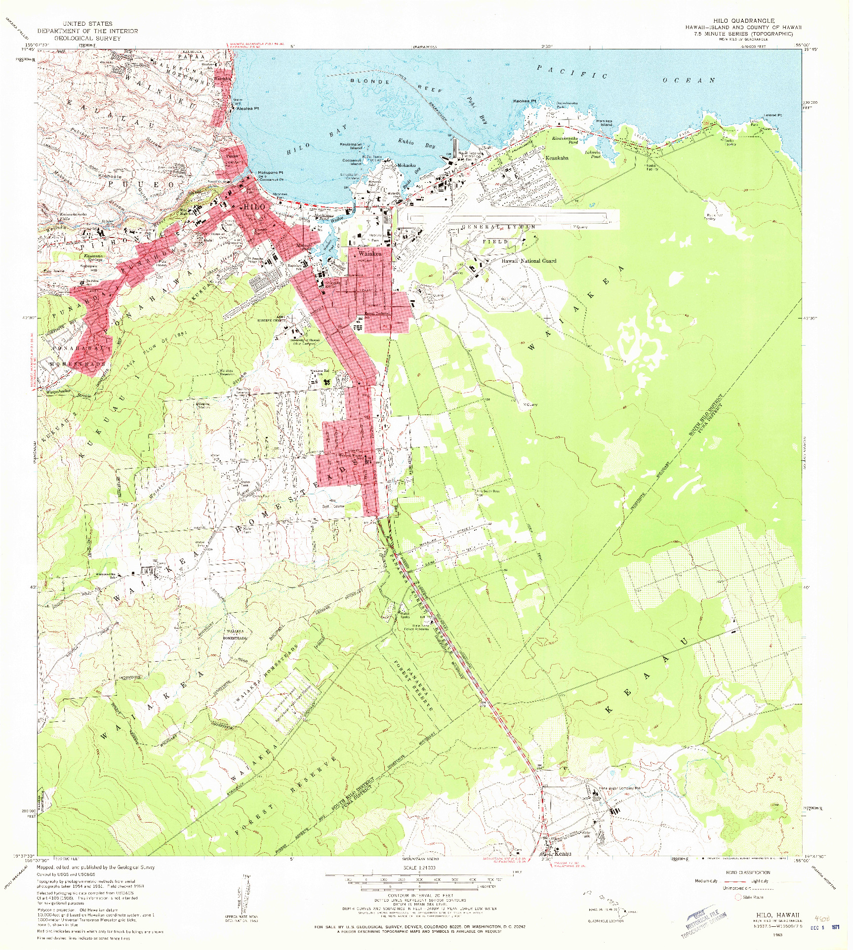 USGS 1:24000-SCALE QUADRANGLE FOR HILO, HI 1963