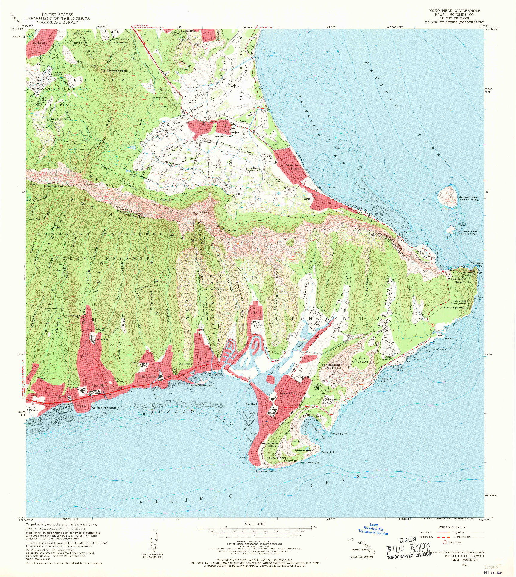 USGS 1:24000-SCALE QUADRANGLE FOR KOKO HEAD, HI 1969