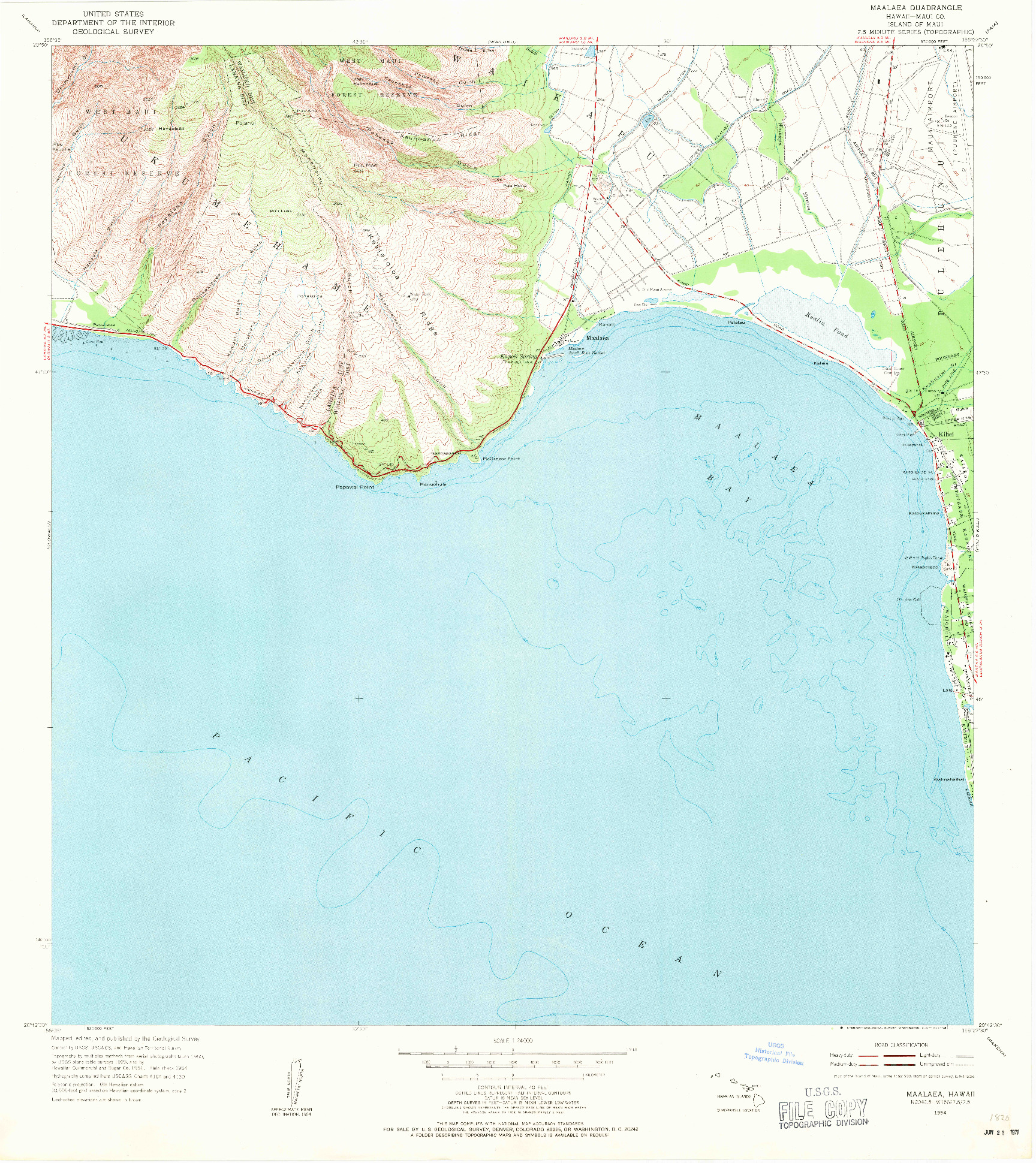 USGS 1:24000-SCALE QUADRANGLE FOR MAALAEA, HI 1954