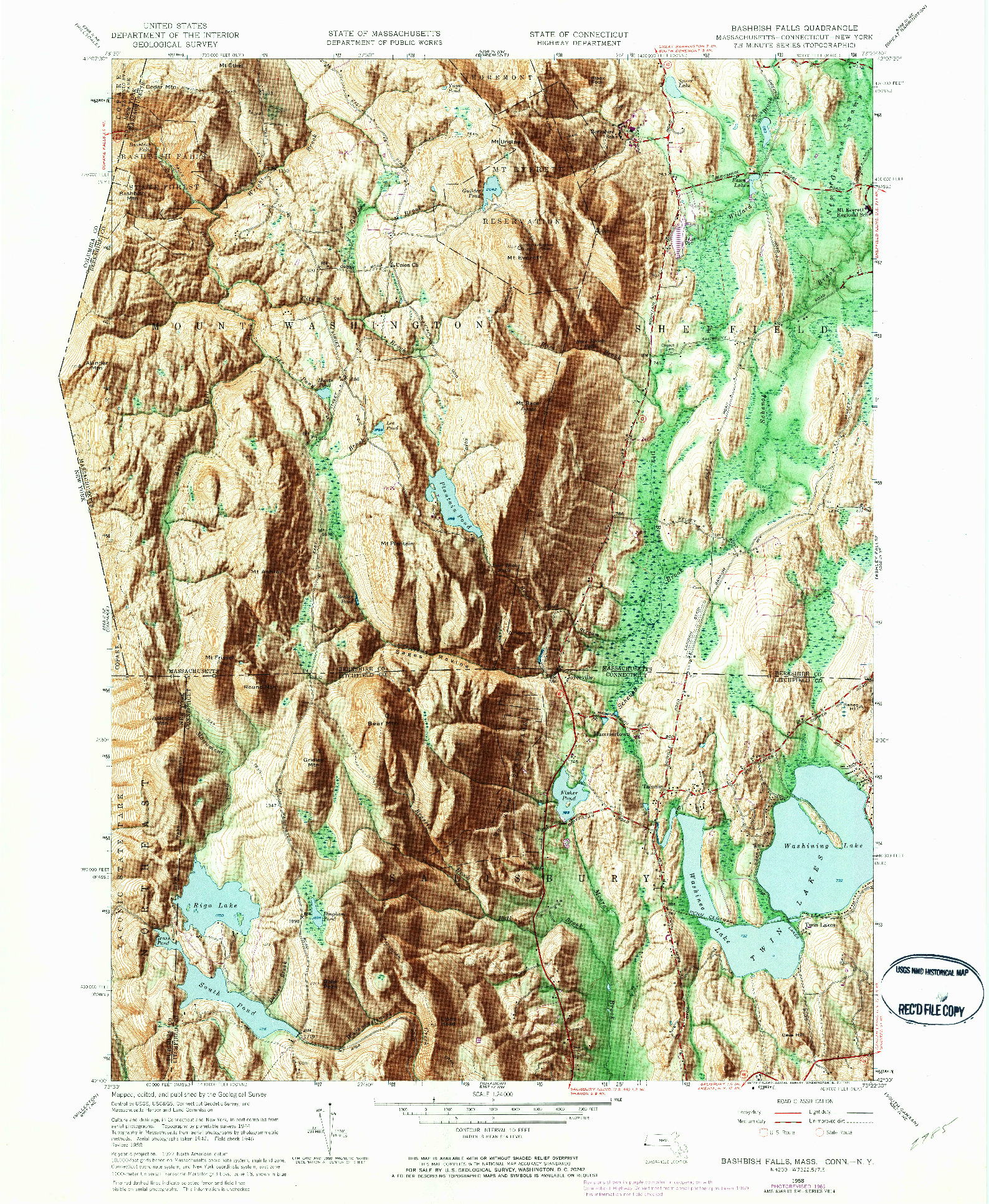 USGS 1:24000-SCALE QUADRANGLE FOR BASHBISH FALLS, MA 1958