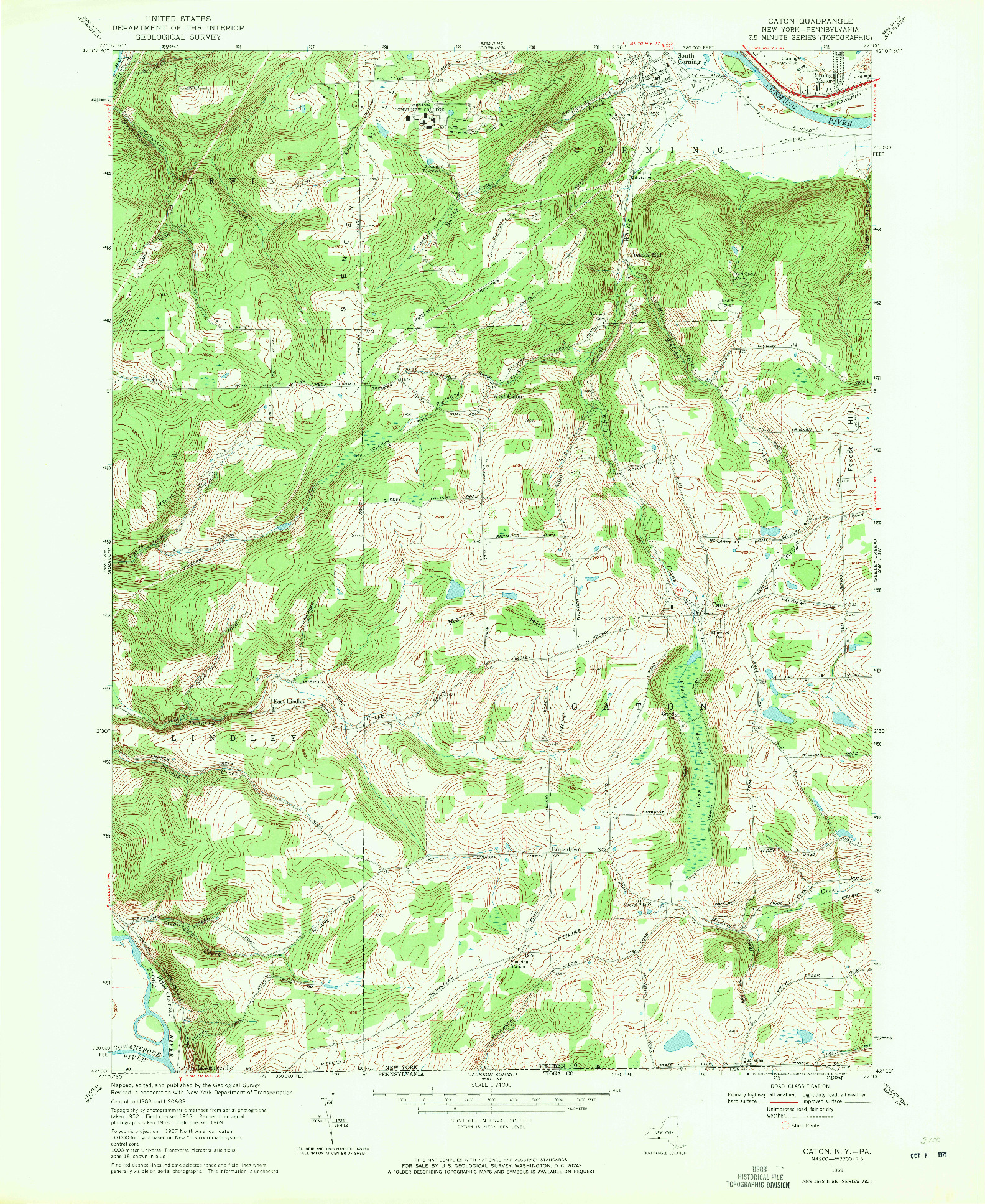 USGS 1:24000-SCALE QUADRANGLE FOR CATON, NY 1969