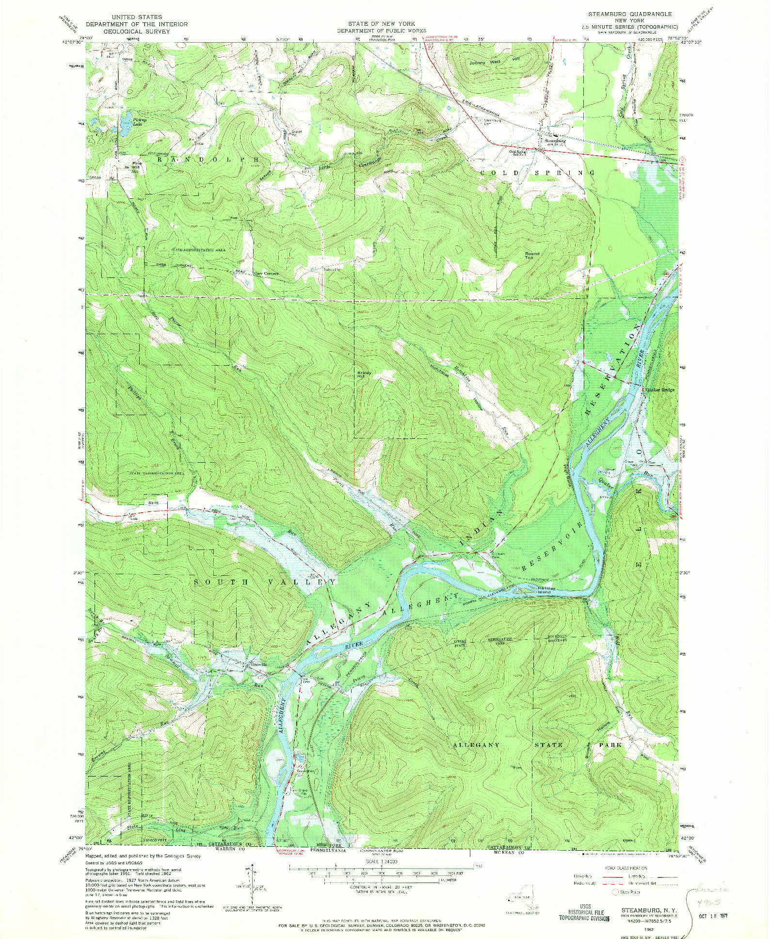 USGS 1:24000-SCALE QUADRANGLE FOR STEAMBURG, NY 1962