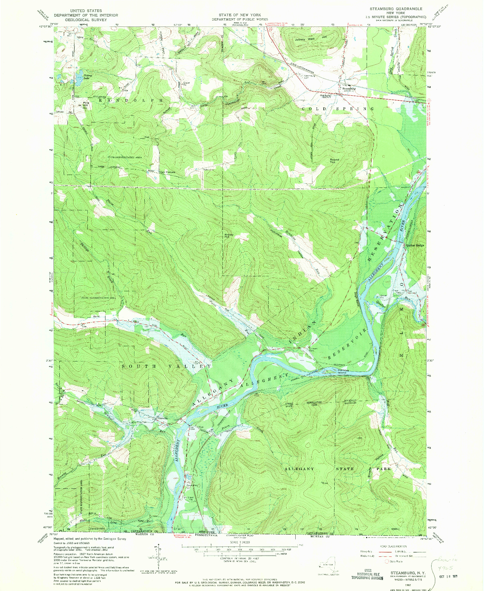 USGS 1:24000-SCALE QUADRANGLE FOR STEAMBURG, NY 1962