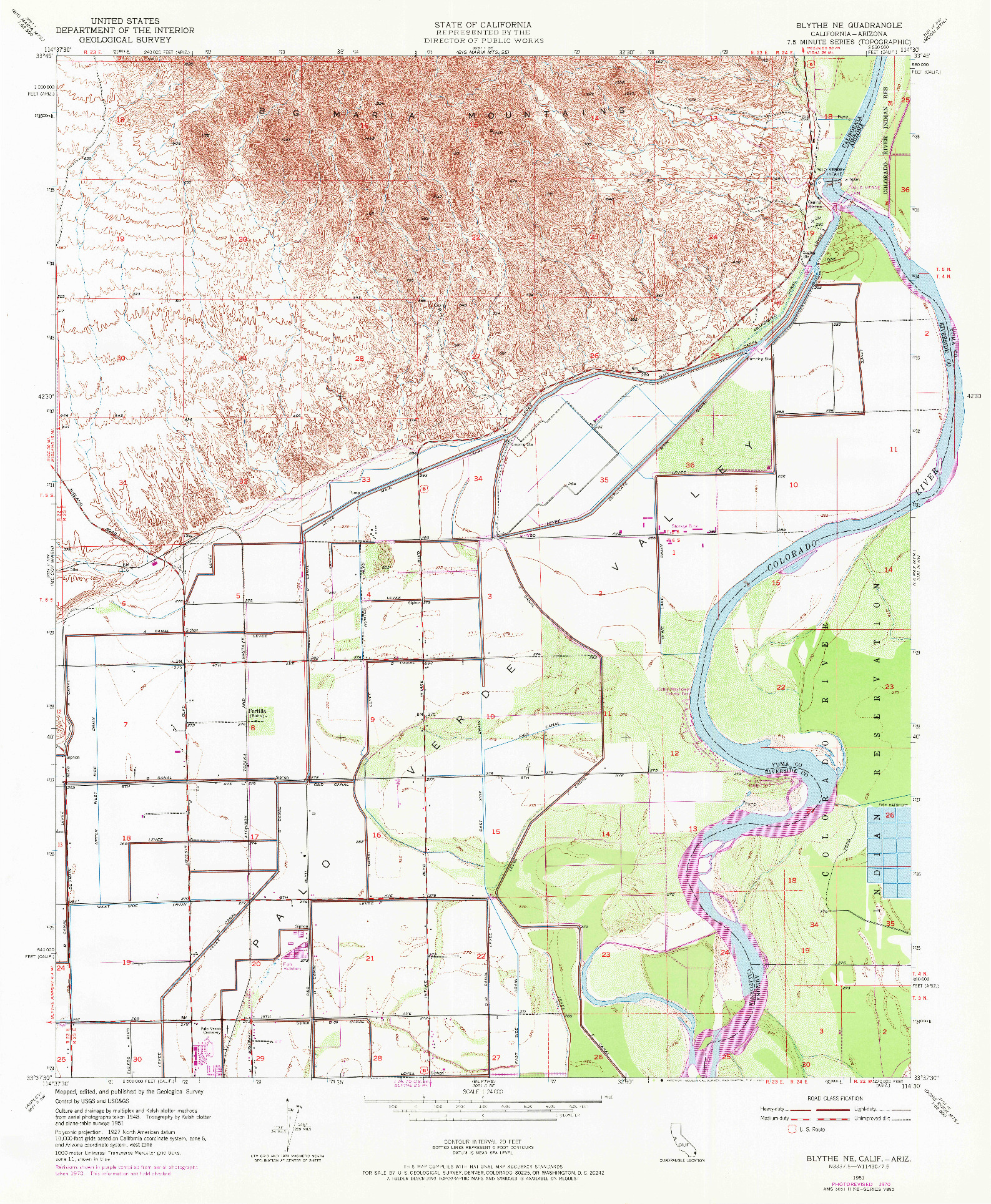USGS 1:24000-SCALE QUADRANGLE FOR BLYTHE NE, CA 1951