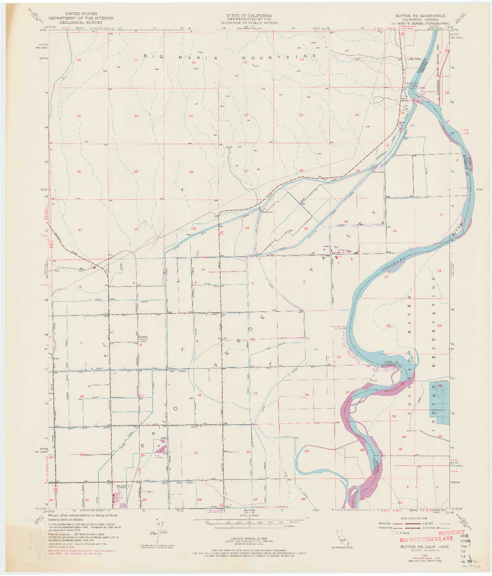 USGS 1:24000-SCALE QUADRANGLE FOR BLYTHE NE, CA 1951