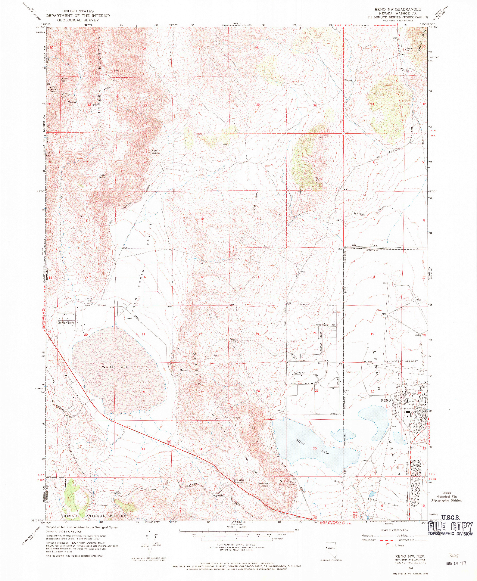USGS 1:24000-SCALE QUADRANGLE FOR RENO NW, NV 1967