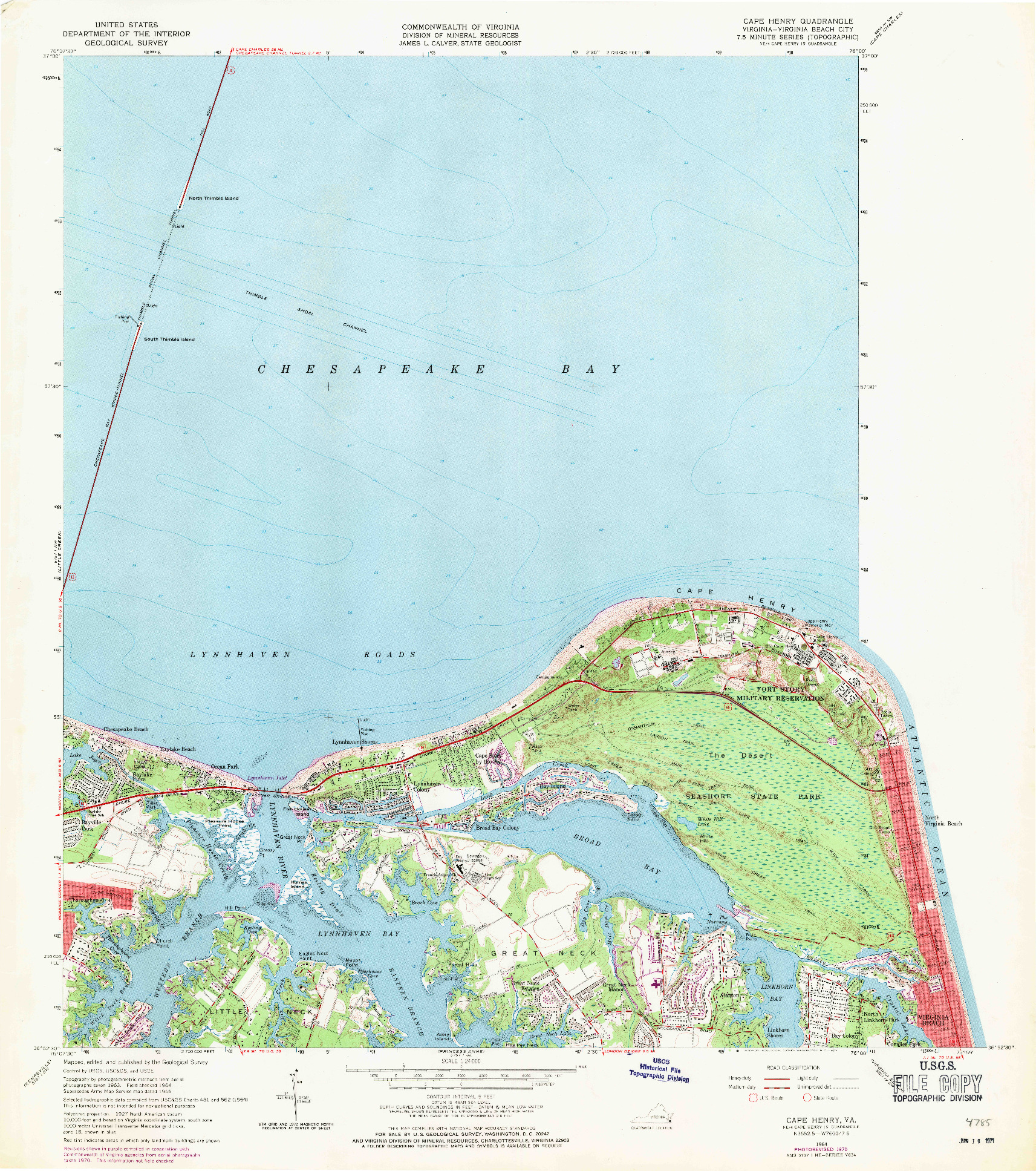 USGS 1:24000-SCALE QUADRANGLE FOR CAPE HENRY, VA 1964