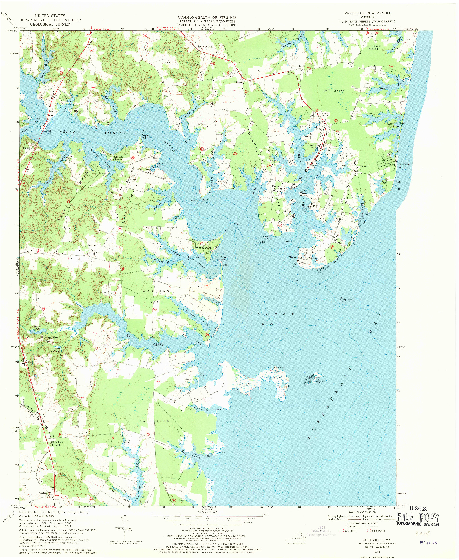 USGS 1:24000-SCALE QUADRANGLE FOR REEDVILLE, VA 1968