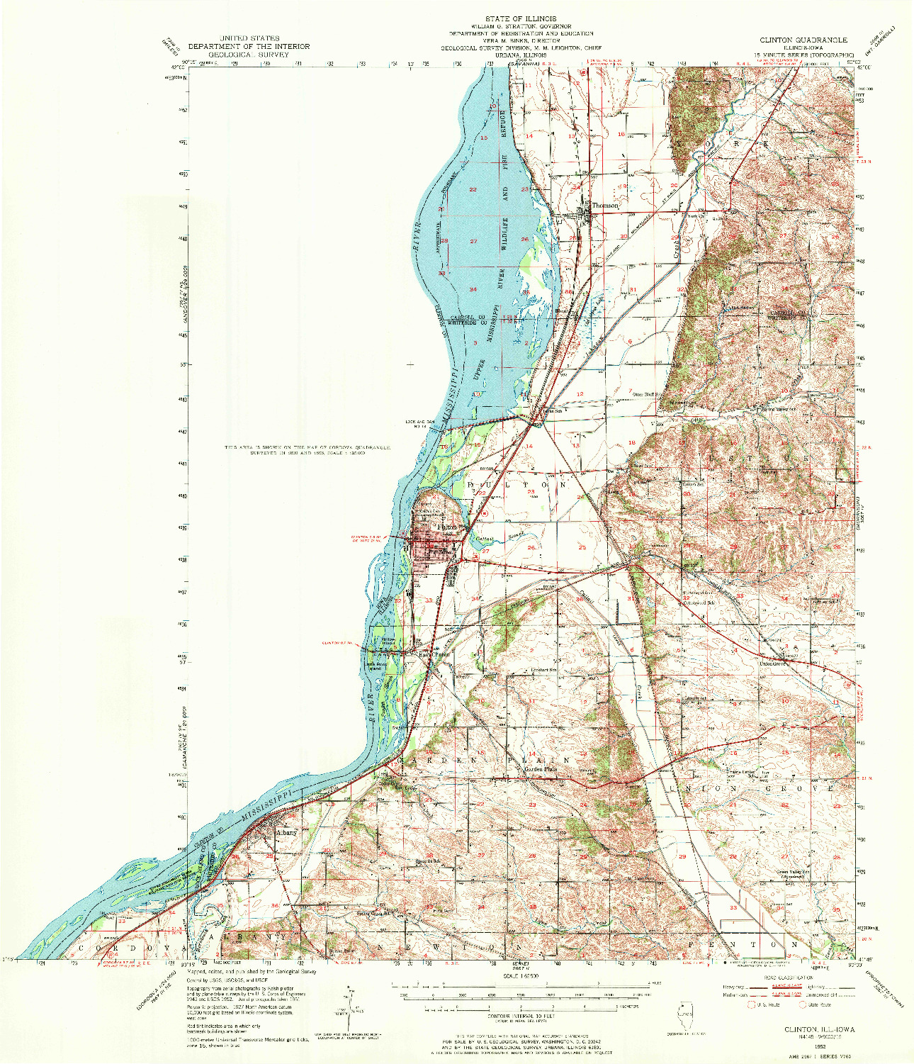 USGS 1:62500-SCALE QUADRANGLE FOR CLINTON, IL 1952