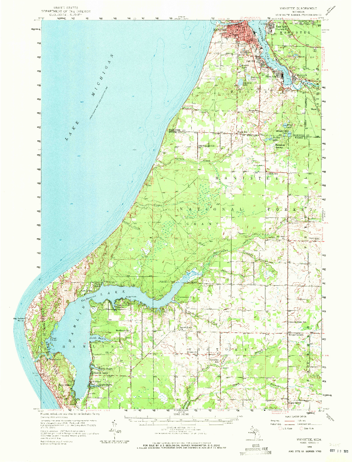 USGS 1:62500-SCALE QUADRANGLE FOR MANISTEE, MI 1958