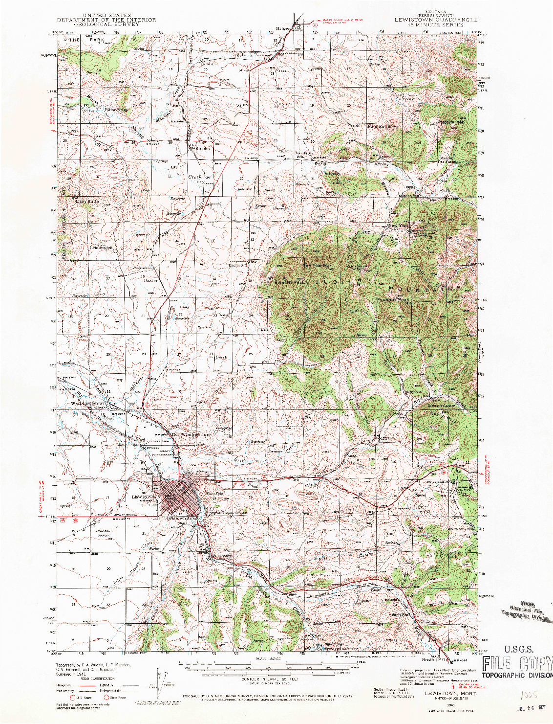 USGS 1:62500-SCALE QUADRANGLE FOR LEWISTOWN, MT 1941