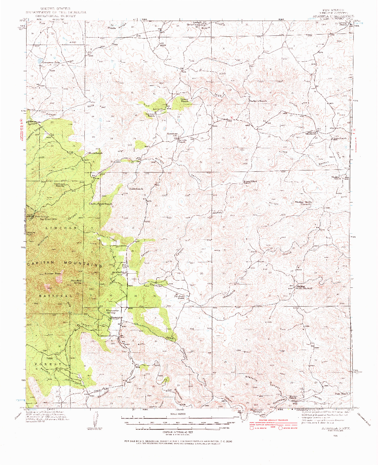 USGS 1:62500-SCALE QUADRANGLE FOR ARABELA, NM 1936