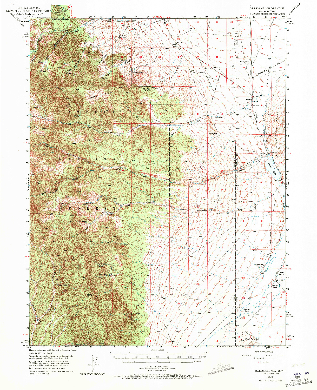 USGS 1:62500-SCALE QUADRANGLE FOR GARRISON, NV 1949