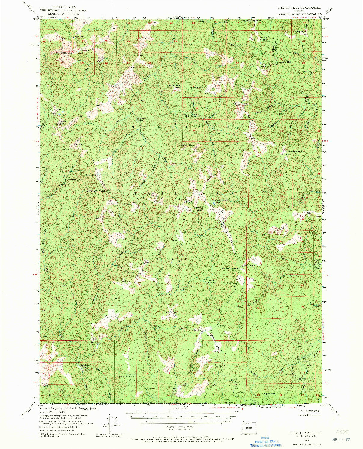 USGS 1:62500-SCALE QUADRANGLE FOR CHETCO PEAK, OR 1954