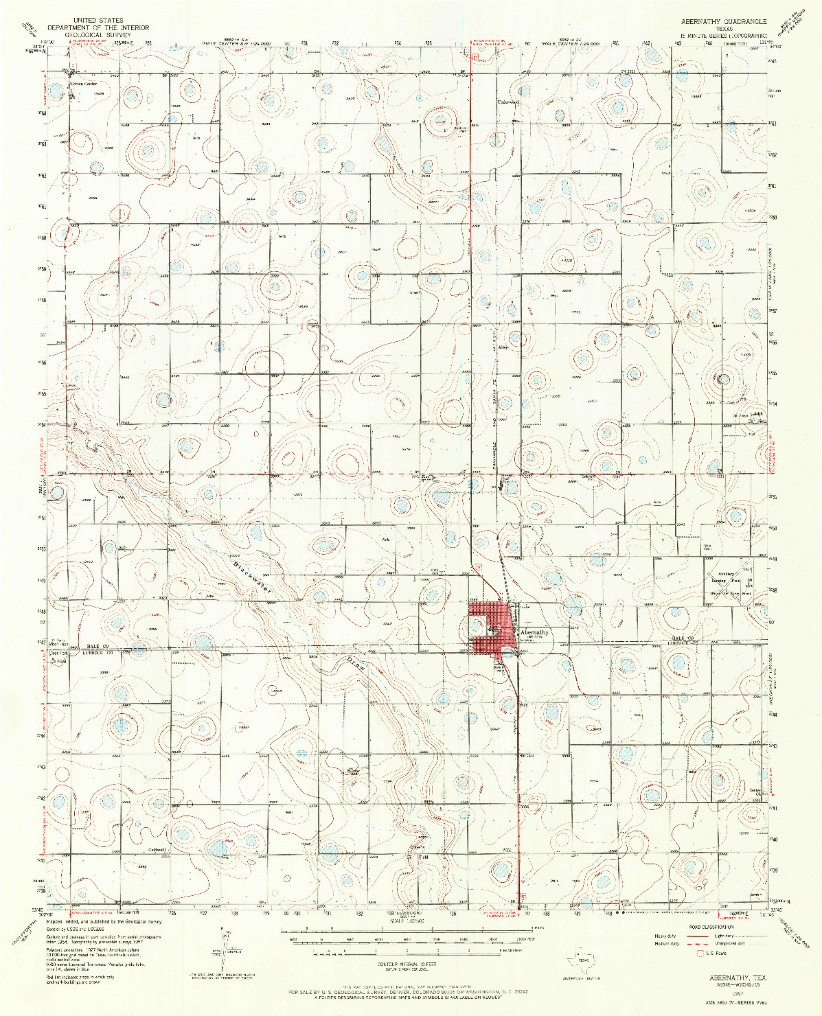 USGS 1:62500-SCALE QUADRANGLE FOR ABERNATHY, TX 1957