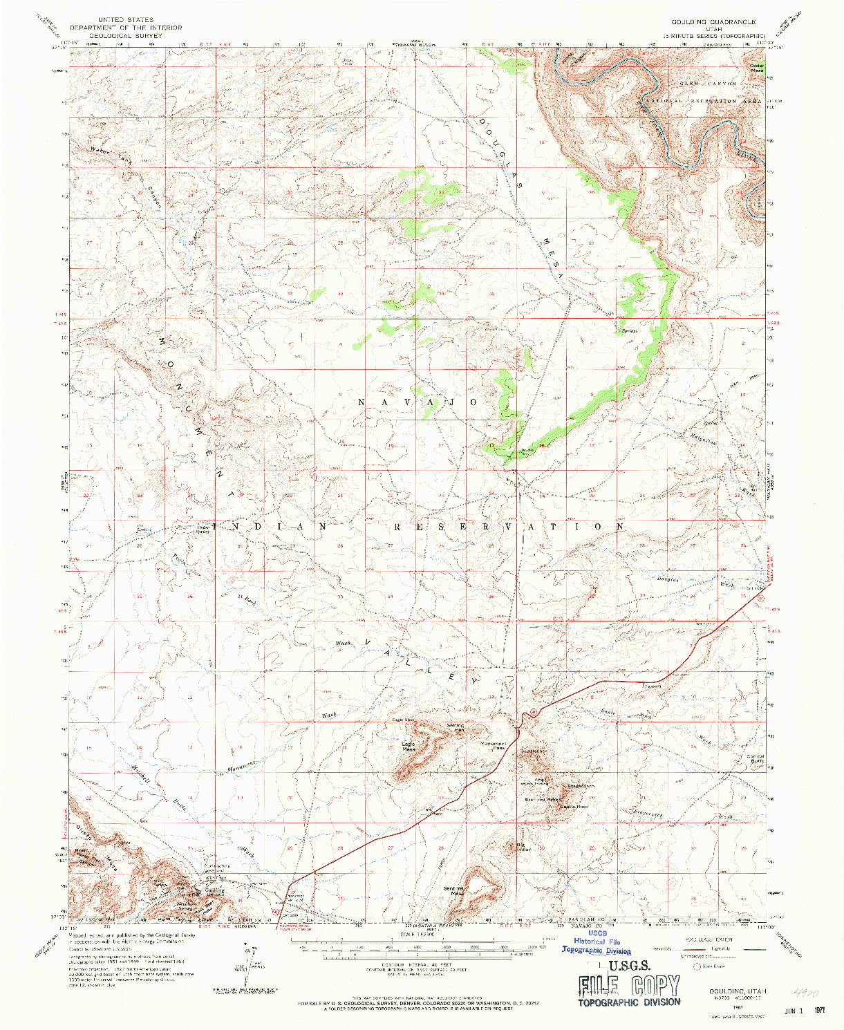 USGS 1:62500-SCALE QUADRANGLE FOR GOULDING, UT 1963