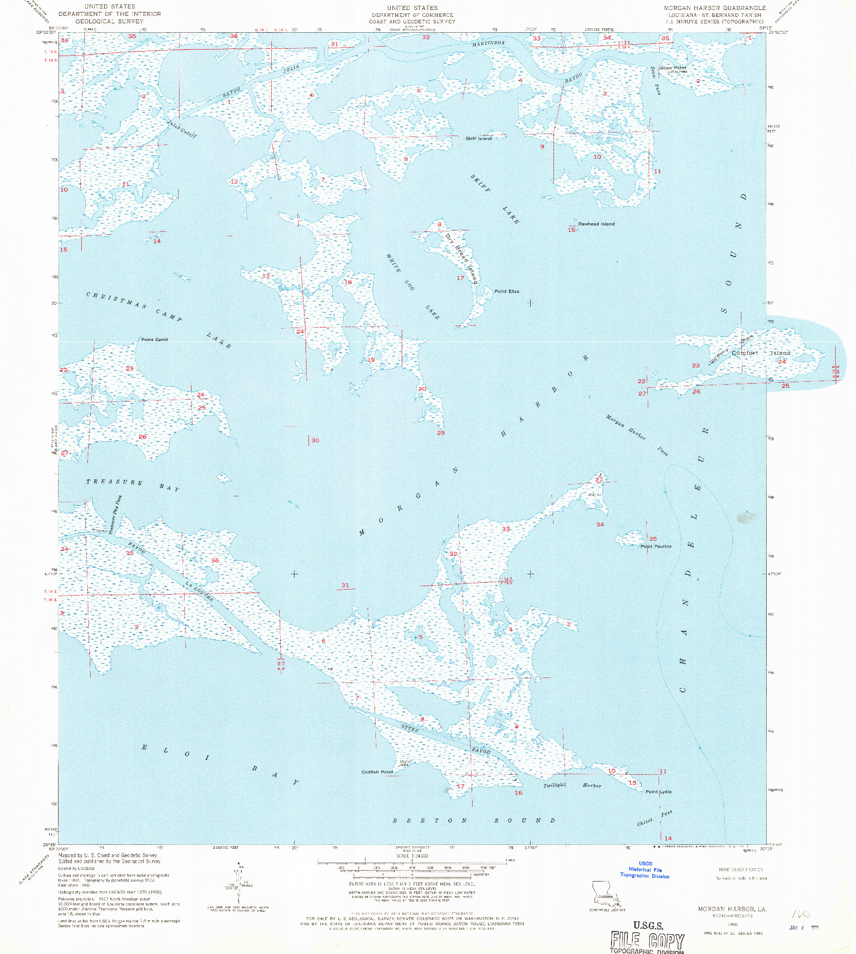 USGS 1:24000-SCALE QUADRANGLE FOR MORGAN HARBOR, LA 1955