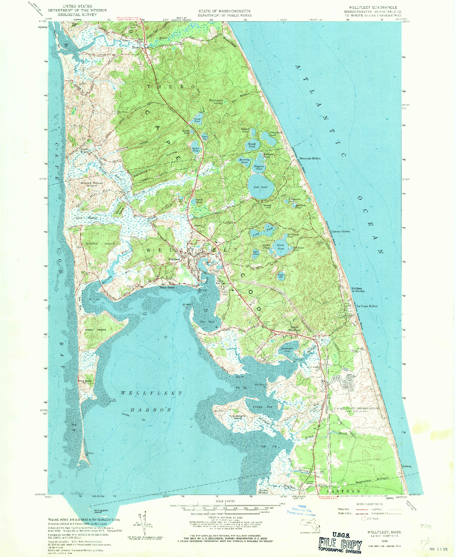 USGS 1:24000-SCALE QUADRANGLE FOR WELLFLEET, MA 1958