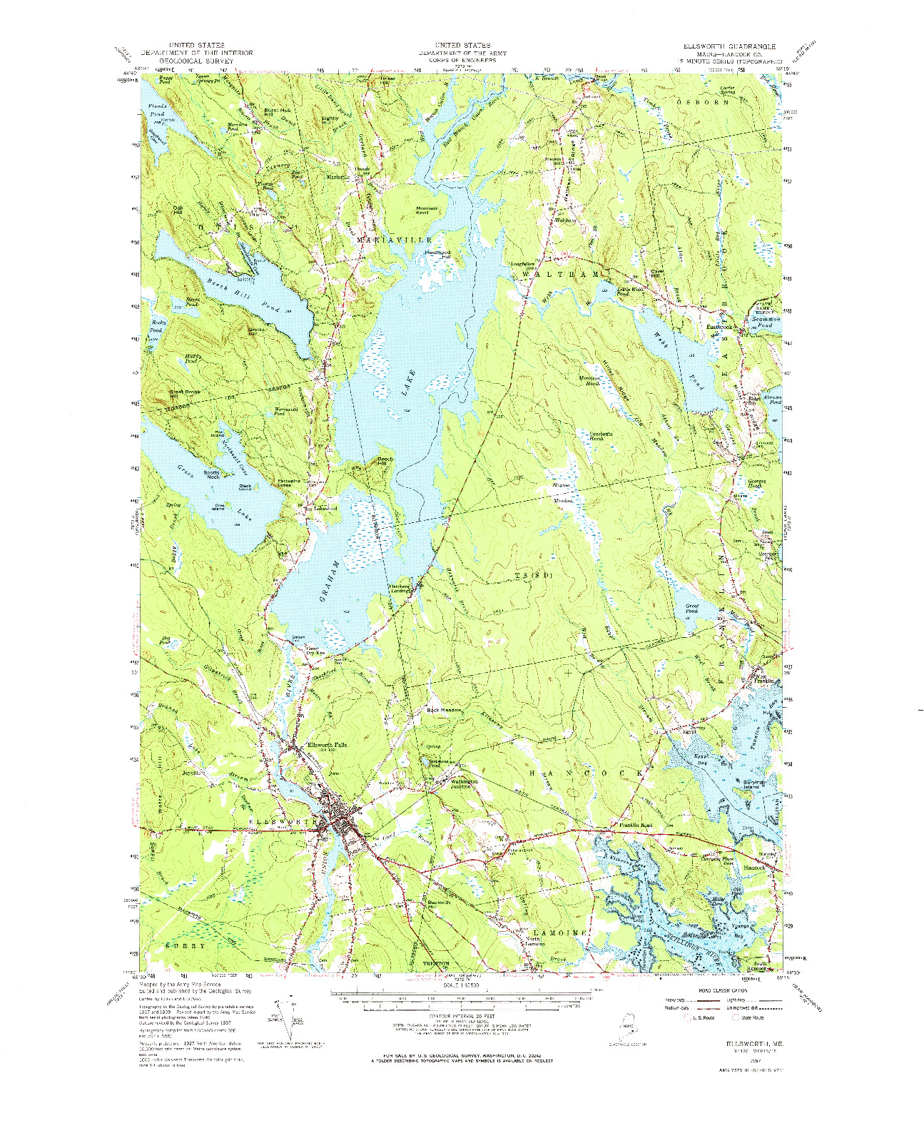 USGS 1:62500-SCALE QUADRANGLE FOR ELLSWORTH, ME 1957