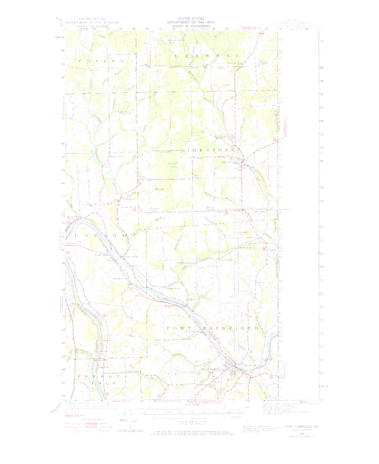 USGS 1:62500-SCALE QUADRANGLE FOR FORT FAIRFIELD, ME 1951