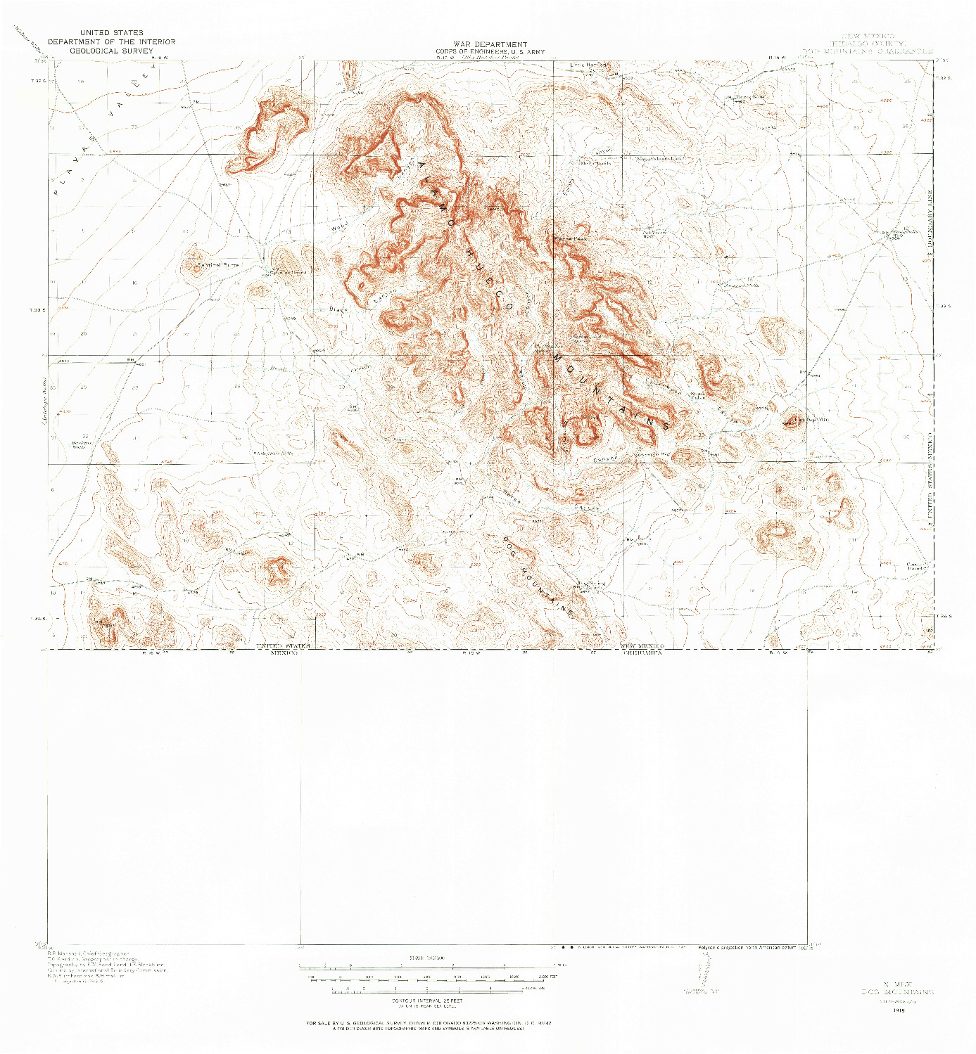 USGS 1:62500-SCALE QUADRANGLE FOR DOG MOUNTAINS, NM 1918