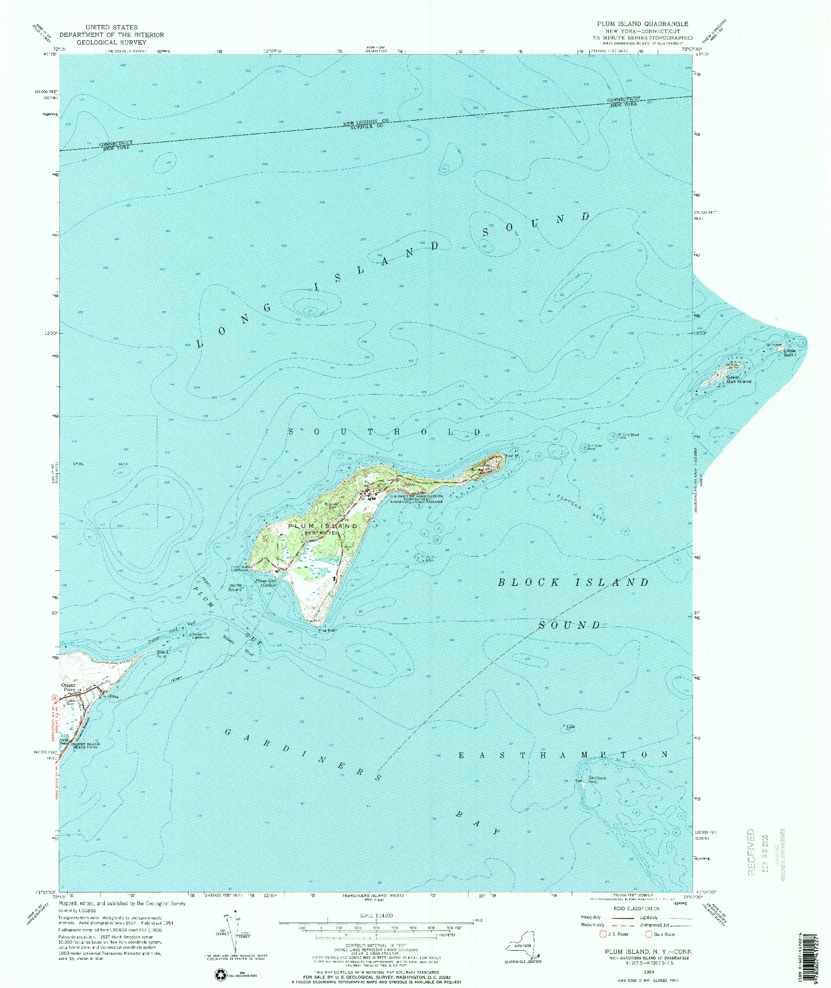 USGS 1:24000-SCALE QUADRANGLE FOR PLUM ISLAND, NY 1954
