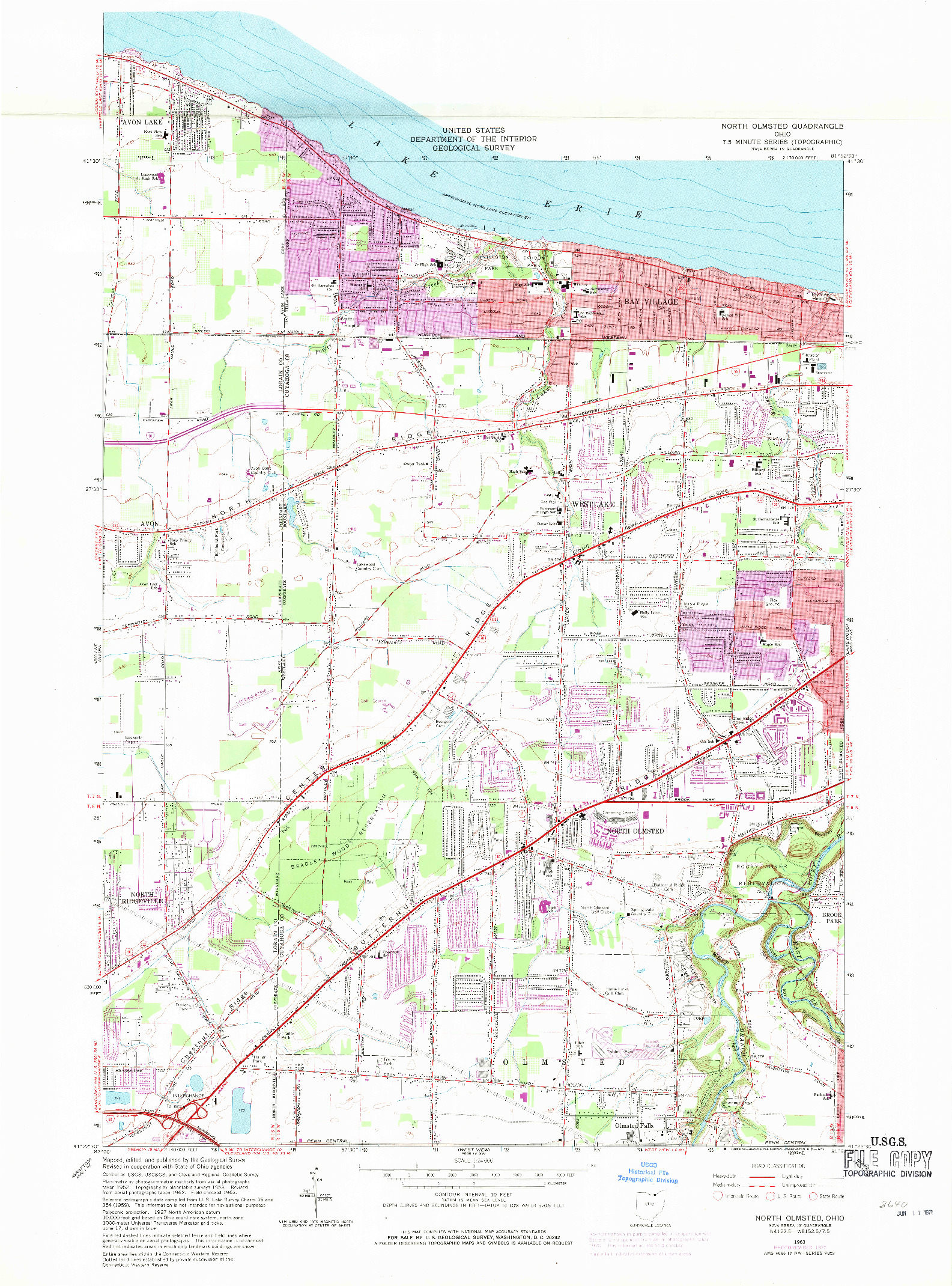 USGS 1:24000-SCALE QUADRANGLE FOR NORTH OLMSTED, OH 1963