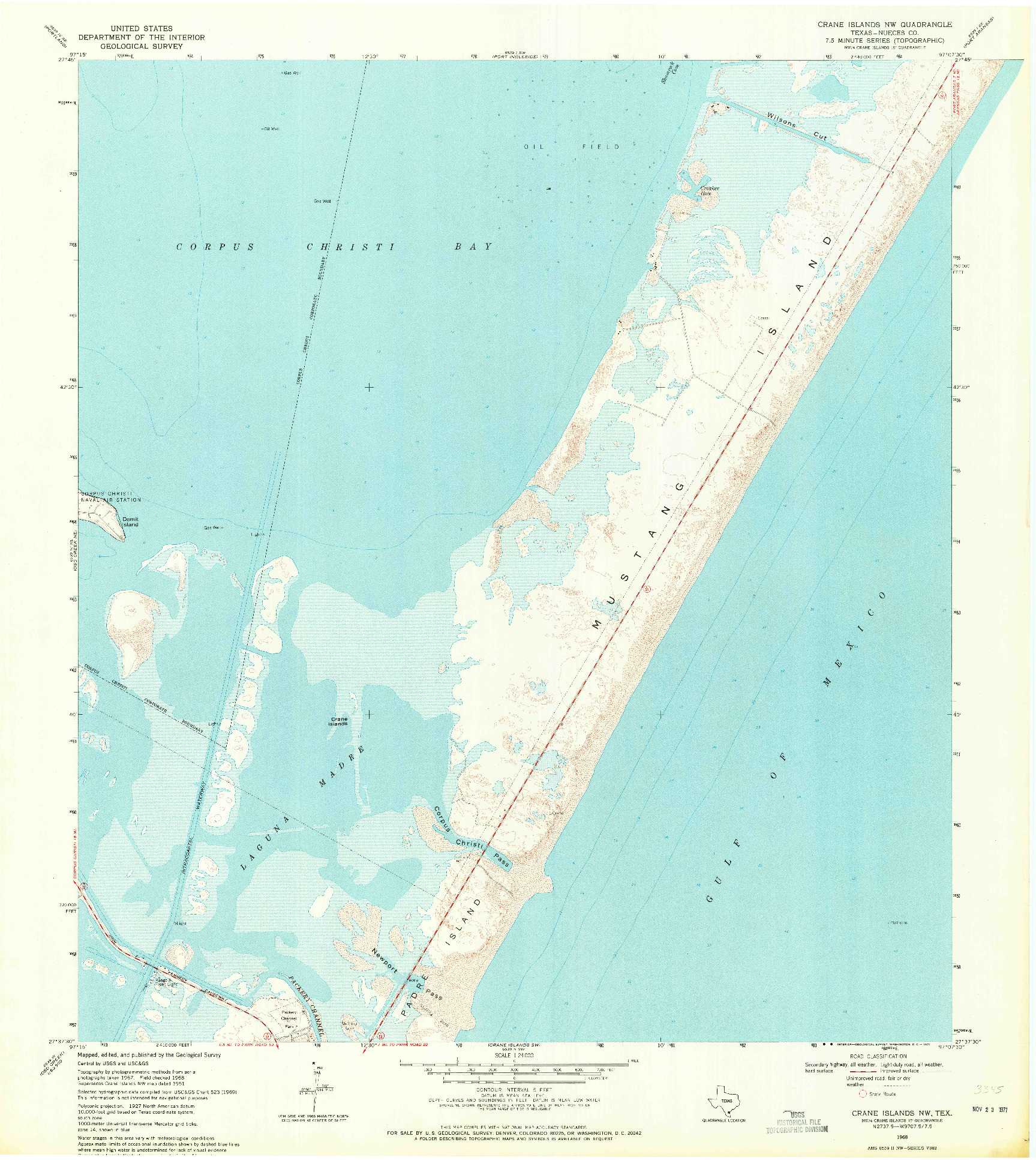 USGS 1:24000-SCALE QUADRANGLE FOR CRANE ISLANDS NW, TX 1968